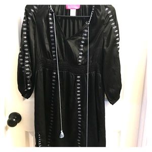 Silk black boho tunic